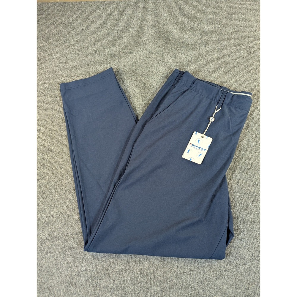 U Suck at‎ Golf Mens Blue Performance Stretch Golf Pants 40x32 Jogger Tapered
